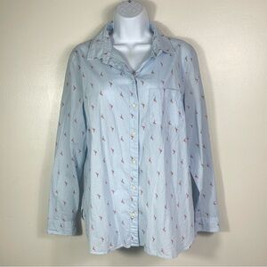 Flamingo Print Button Up Shirt